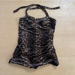 Women's Vintage Dixiefried Pinup Couture Animal Print One Piece Swimsuit